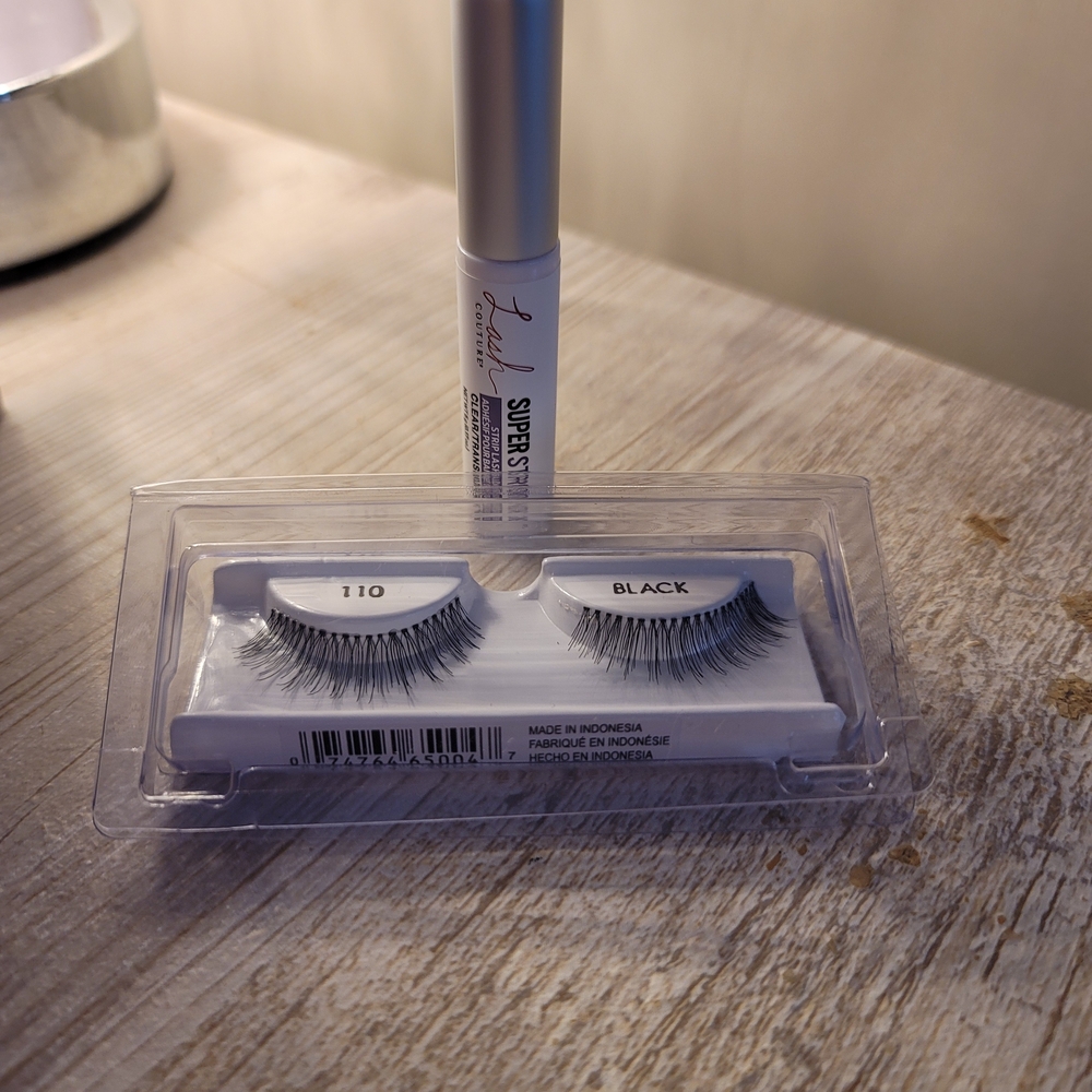 Brand New Black False Eyelashes with Adhesive